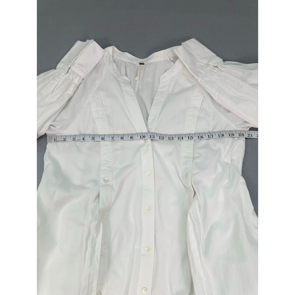 Free People Charlie White Cotton V Neck Maxi Dress Tie Waist Pockets Size Medium - Picture 9 of 11